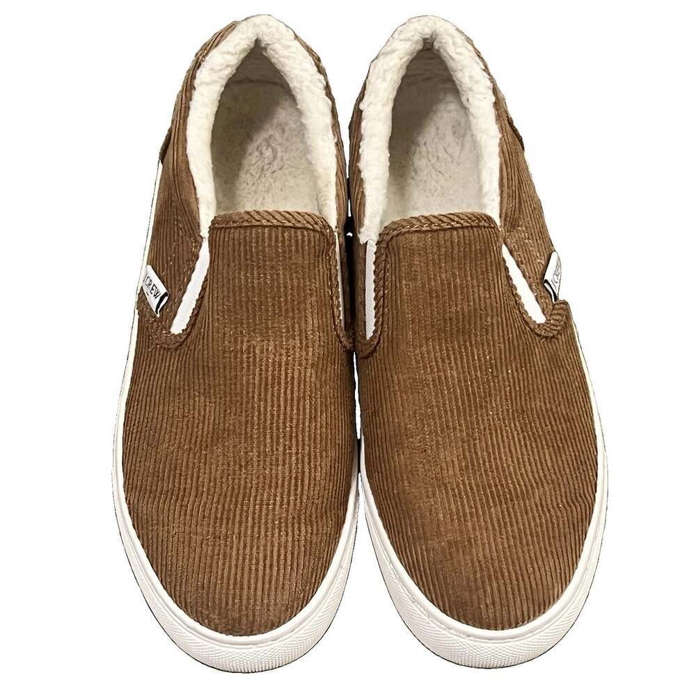 J.Crew Corduroy Faux Sherpa Lined Slip On Loafers Brown Women’s Size 7 - Picture 2 of 8